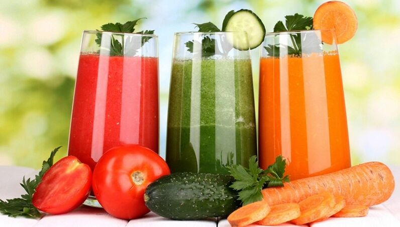 Нискокалорични зеленчукови сокове в менюто на питейната диета